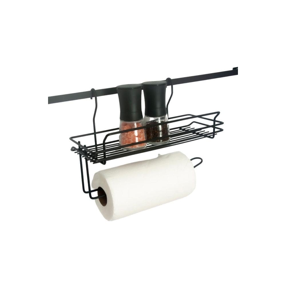 Porta Utensilios Com Porta Papel Toalha Preto