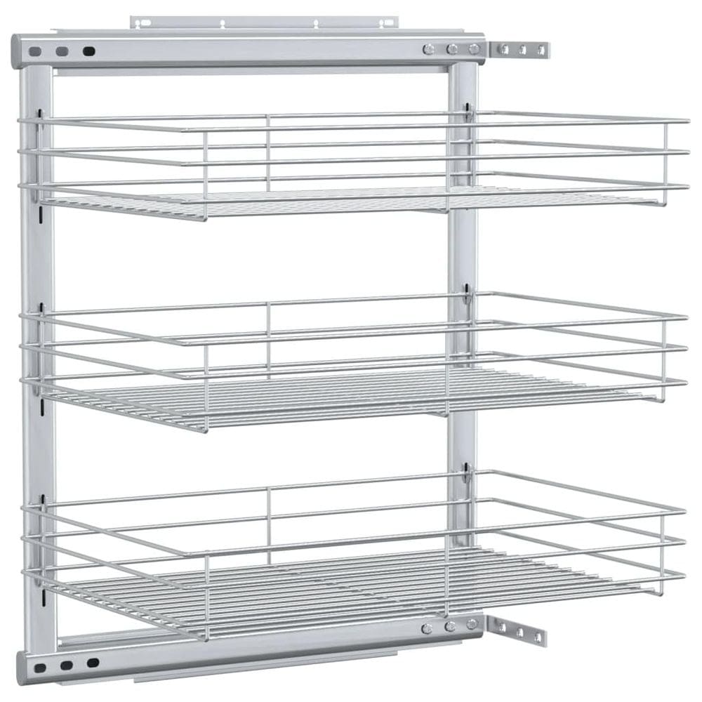 Cesto de arame de cozinha vidaXL 3-Tier Pull-Out Storage Silver