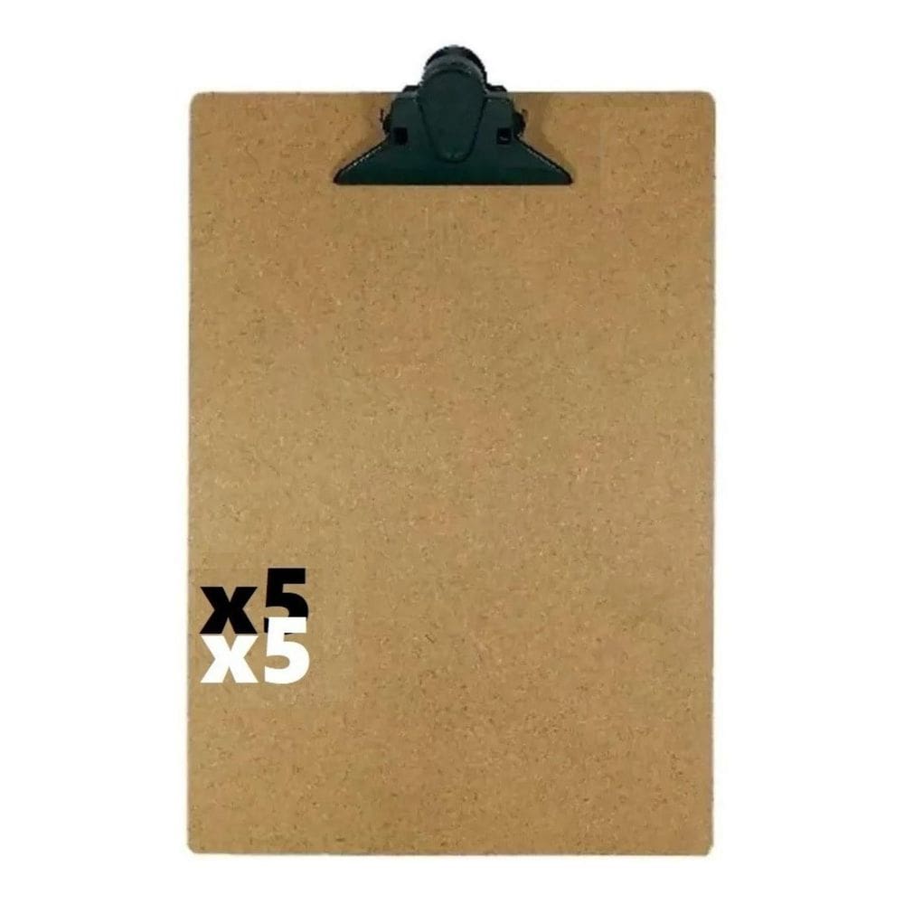 5 Prancheta Madeira 1/2 Oficio A5 Garra Plastica Leve 5032