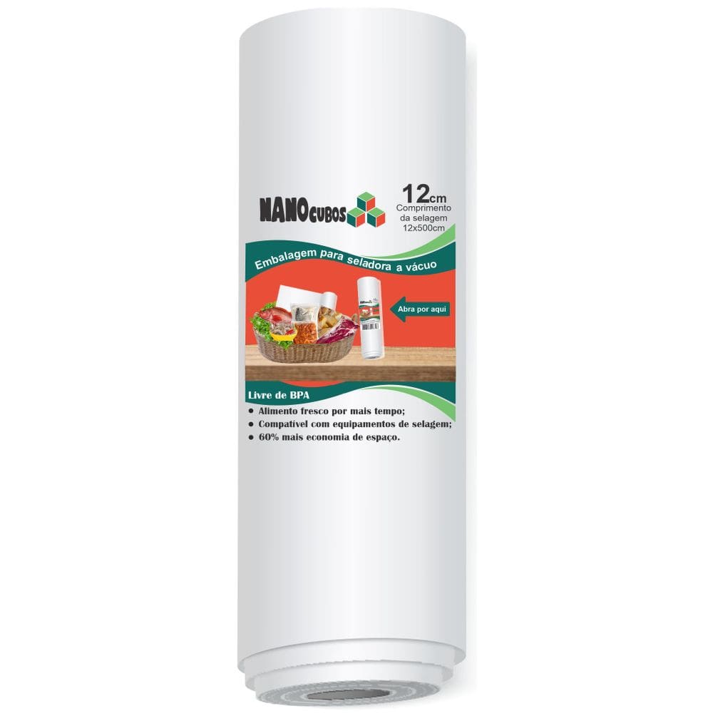Rolo Nanocubos Com Ranhura 12X500Cm Sacos Seladora A Vácuo