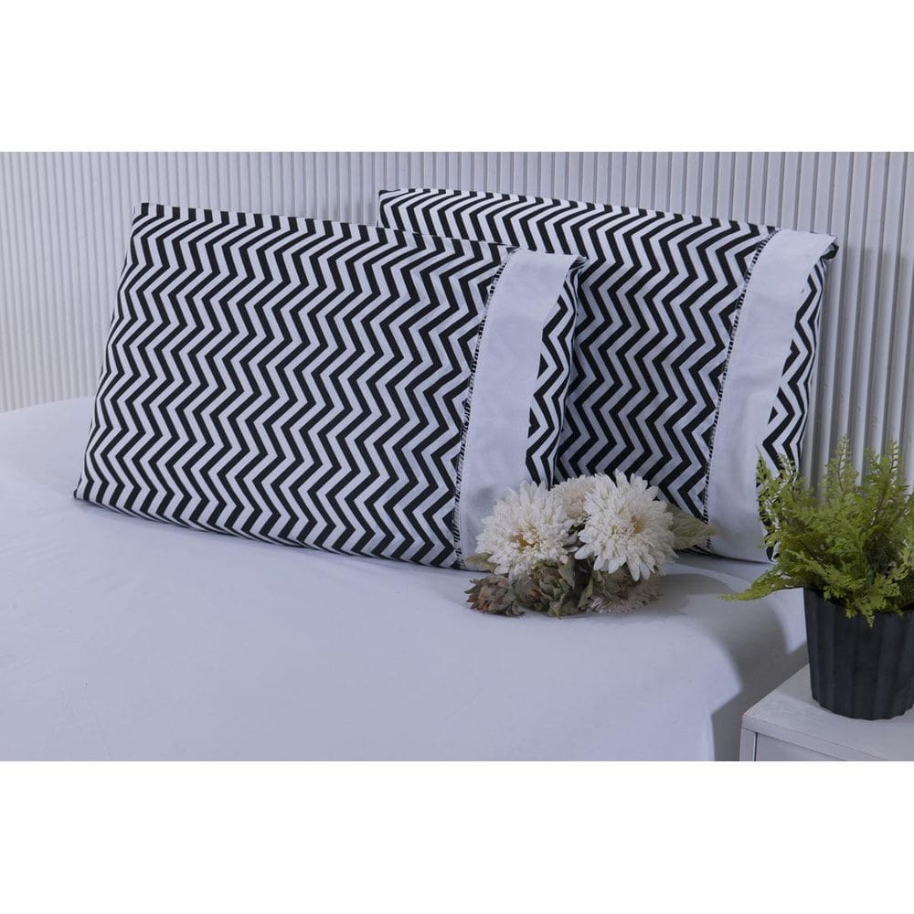 Jogo Lençol Queen Size 3 Peças 100% Algodão Estampa Chevron