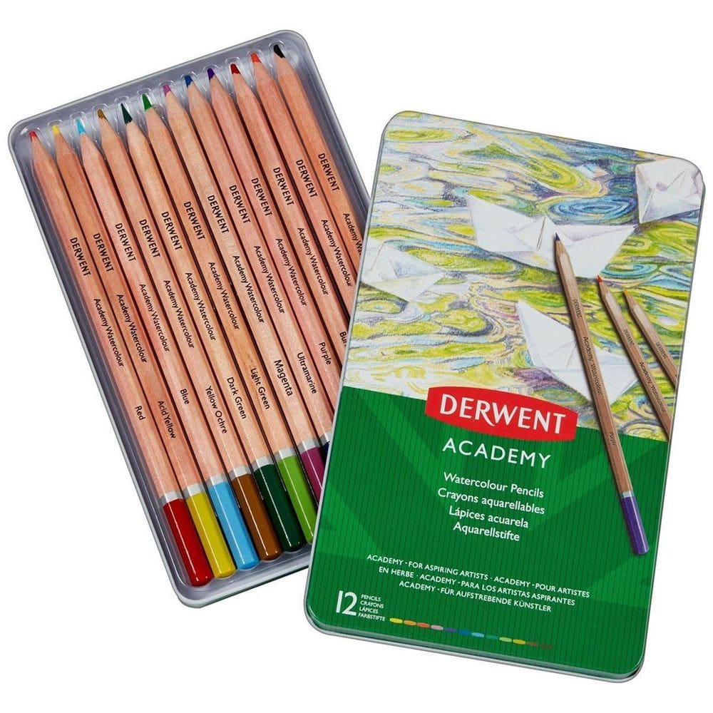 Lápis De Cor Aquarelável Academy Derwent 12 Cores