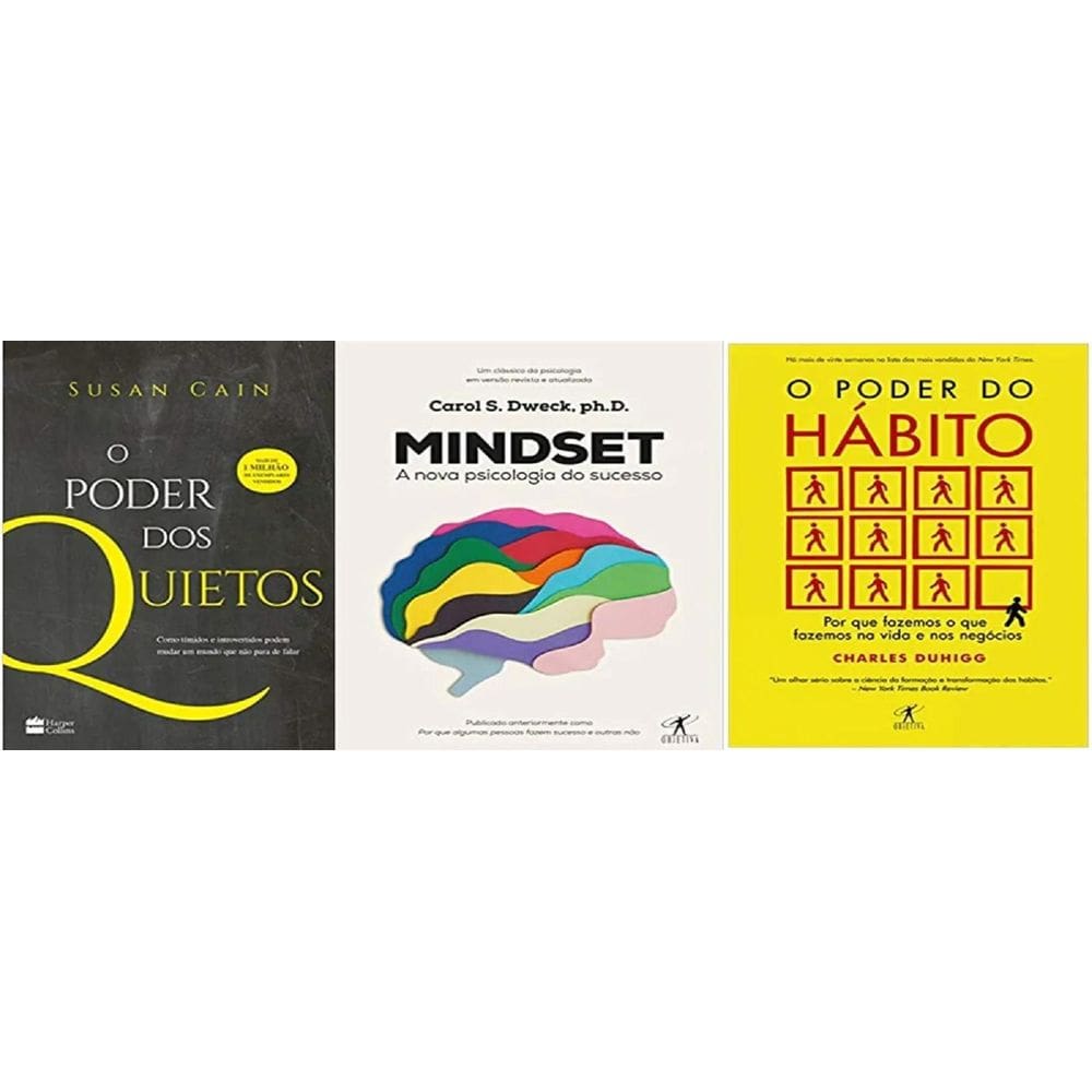 Kit 3 Livros Poder Dos Quietos Mindset Poder Do Habito