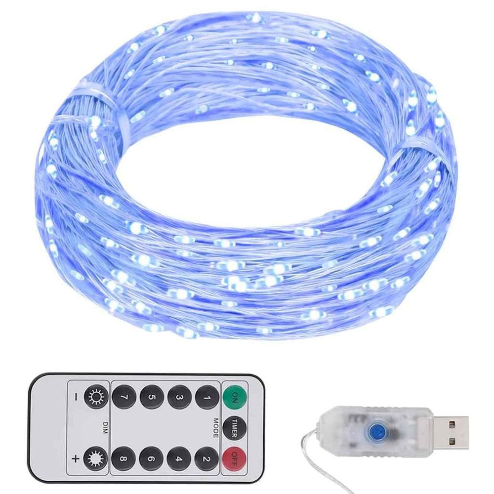 Luzes de corda LED vidaXL Blue 150 LEDs de 15 m com controle remoto