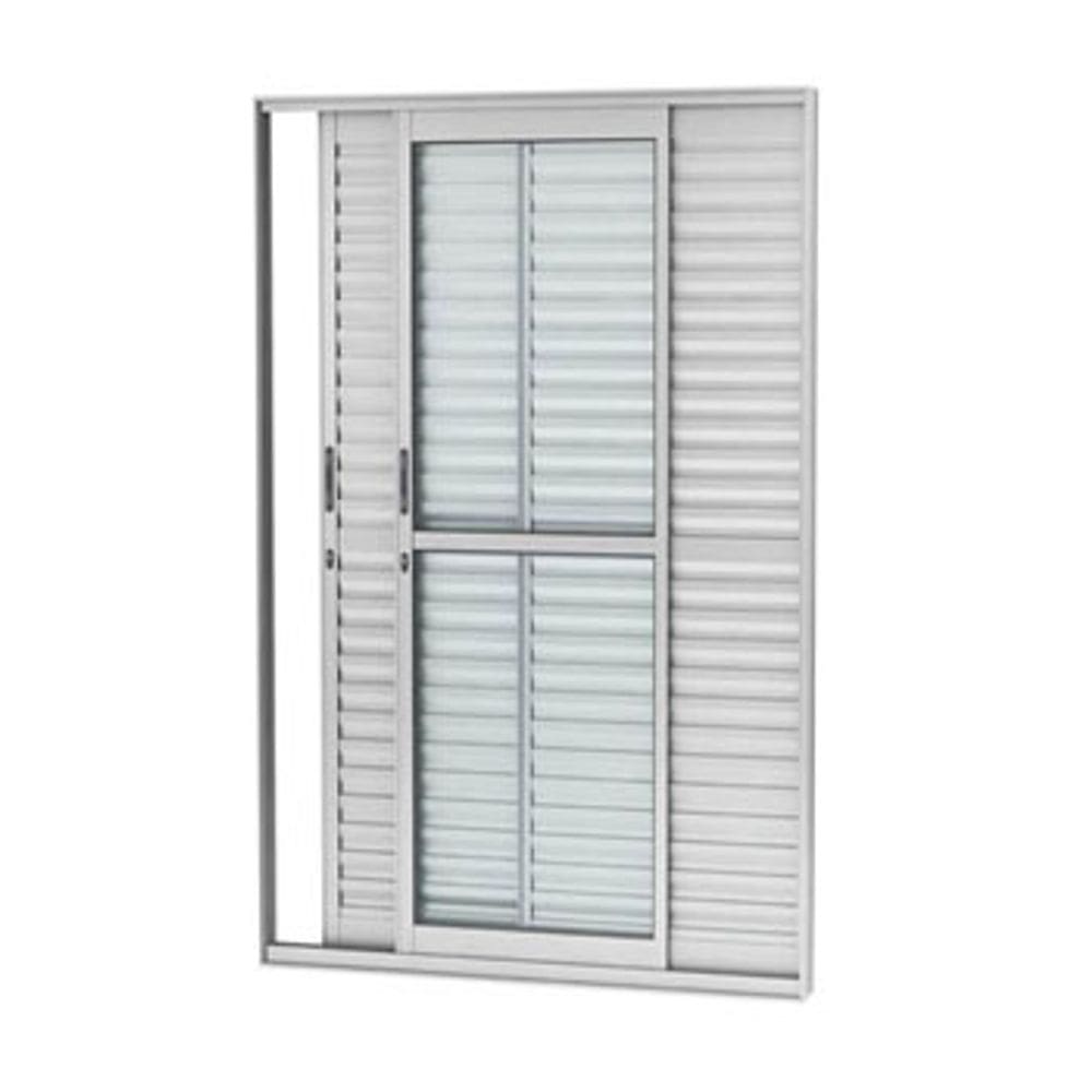Porta Balcão 3 Folhas Aluminio Brilhante C/Fechadura 2,10x1,20