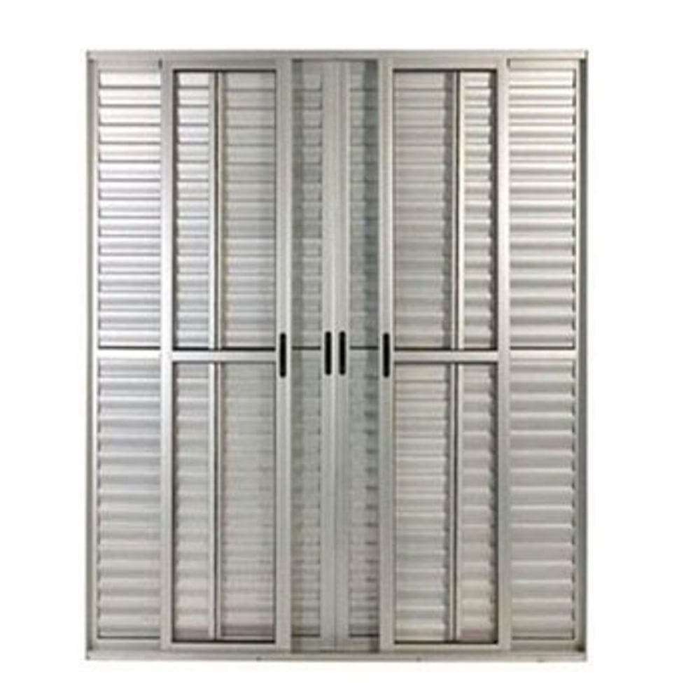 Porta Balcão 6 Folhas Aluminio Brilhante C/Fechadura 2,10x1,80