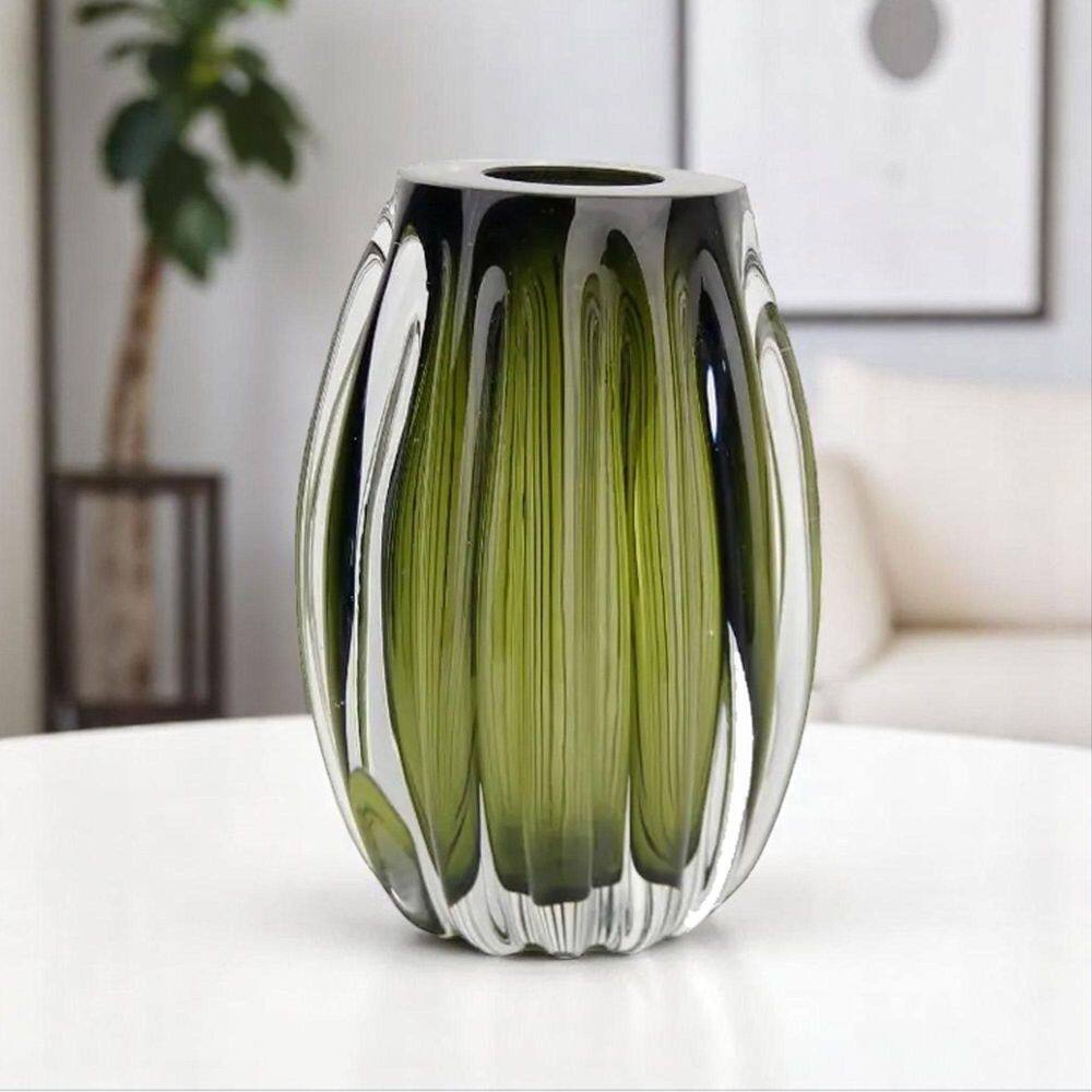 Cachepot De Murano Importado Vaso Decoração 20X13Cm Verde