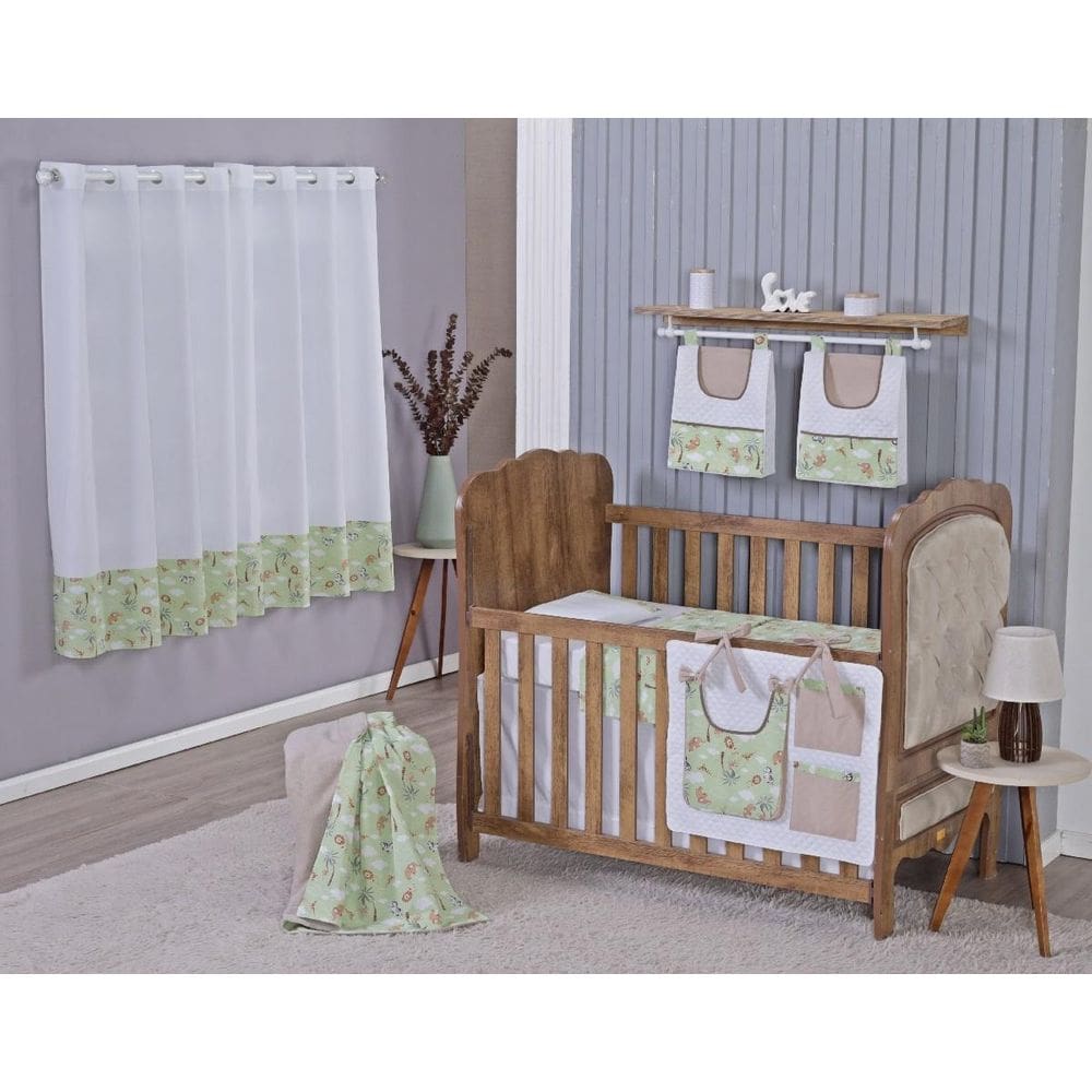 Enxoval Bebe Kit Berço Americano Cortina Algodão Menino