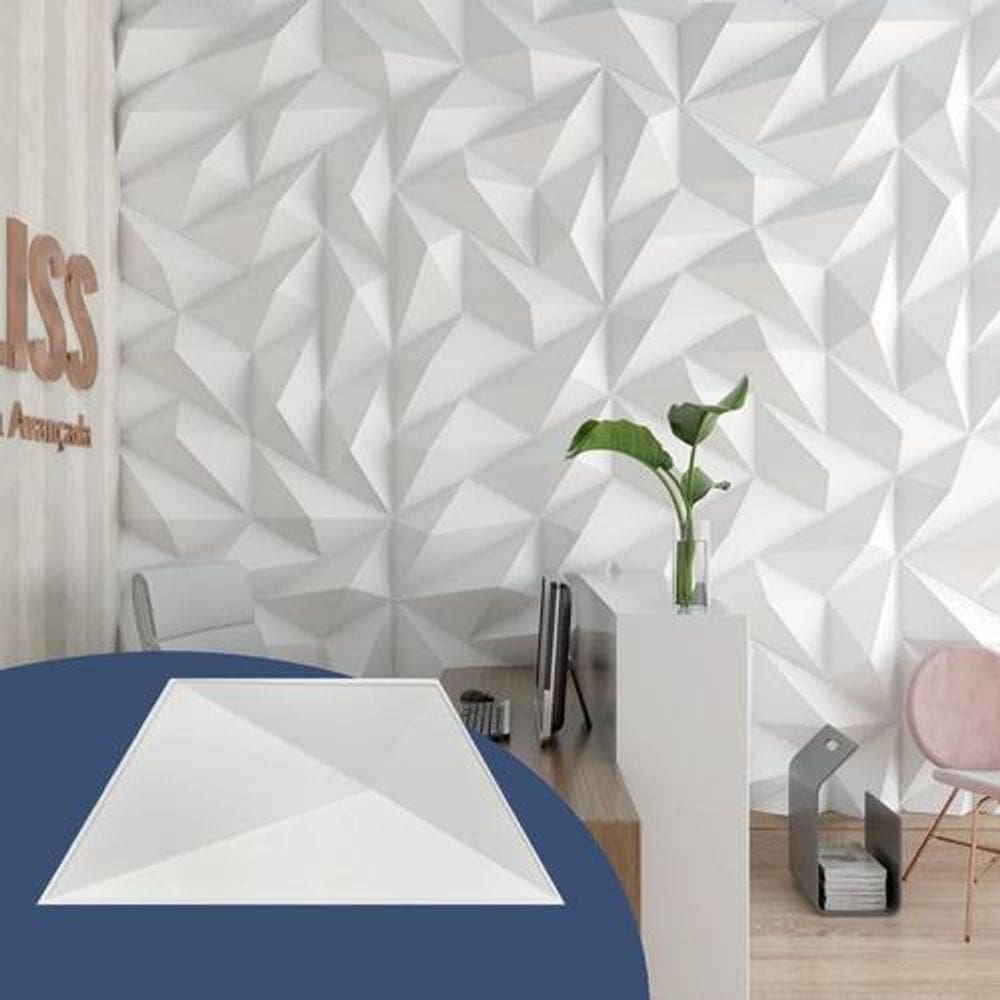 Placa 3D Trapézio Revestimento Parede 1 Unid Pvc Painel