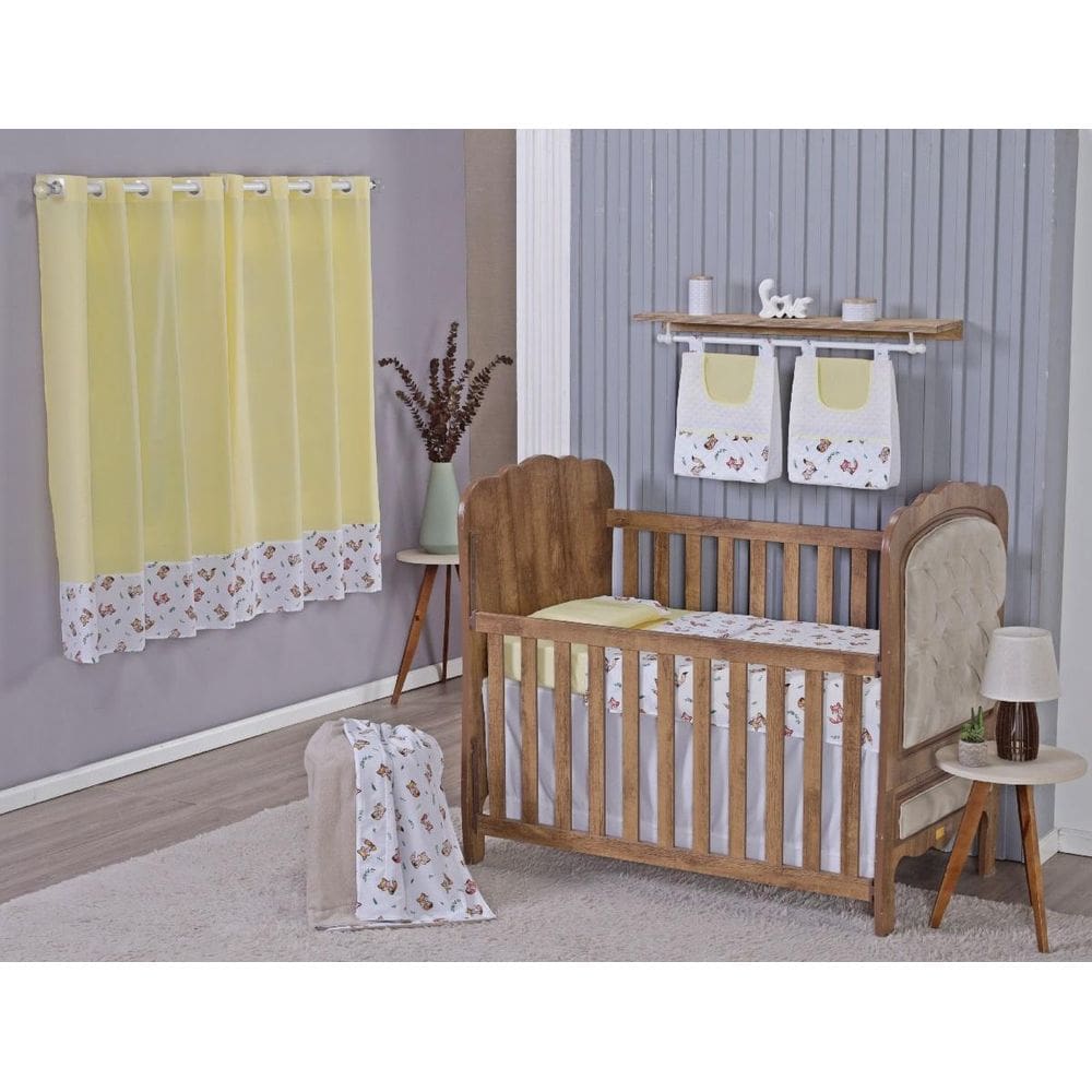 Enxoval Bebe Kit Berço Americano Cortina Algodão Menino