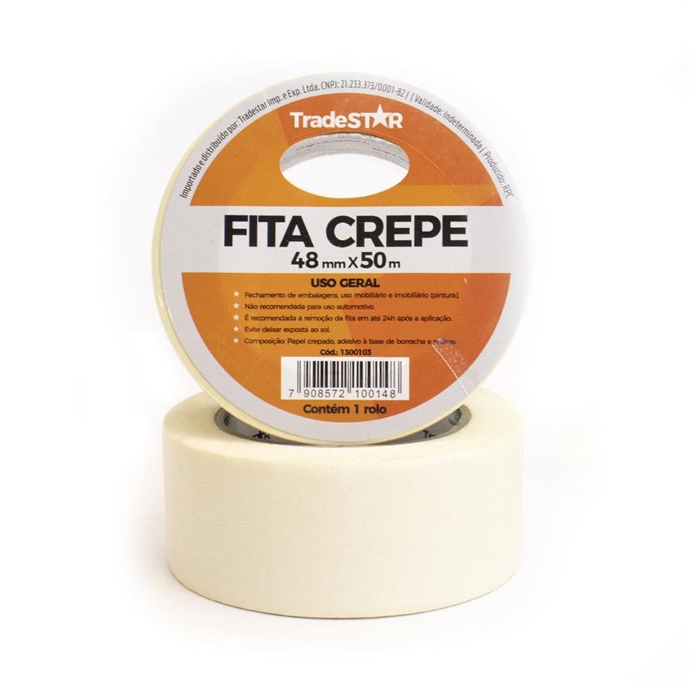 Fita Crepe Larga Adesiva Papel Uso Geral 48Mm X 50M