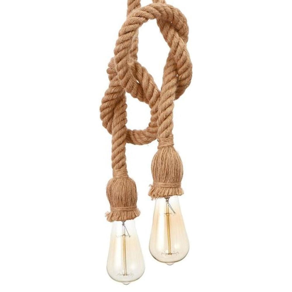 Lustre Pendente Bravalumi Corda Rustic Duplo E27 Bivolt