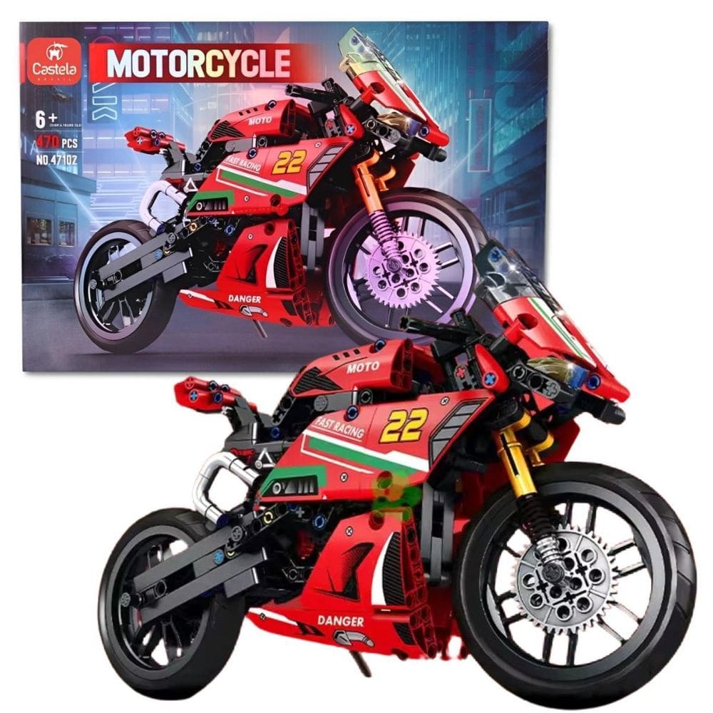 Moto Esportiva Blocos De Montar Motorcycle 470 Peças Castela