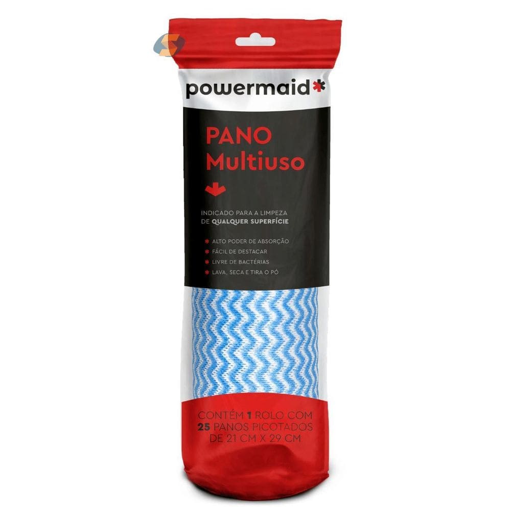 Rolo 25 Panos Multiuso Tipo Perfex Limpeza Azul Powermaid