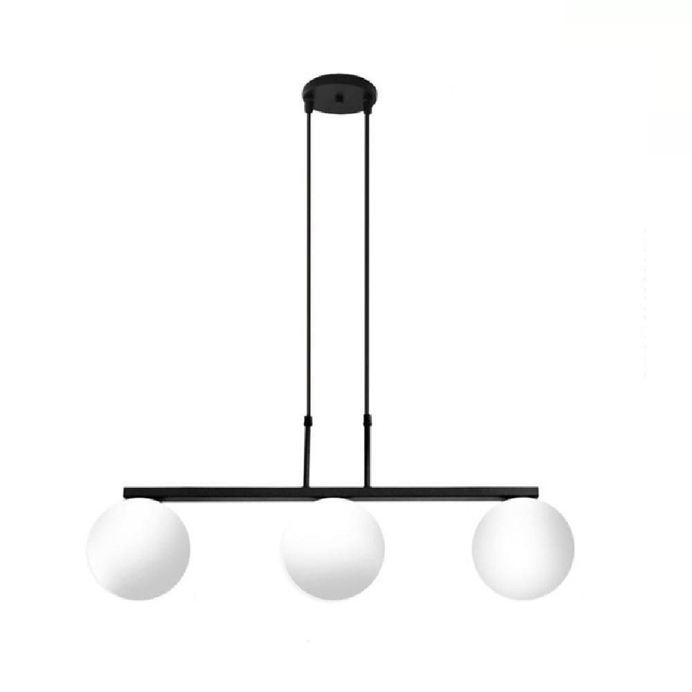 Lustre Pendente Trilho Bubble C/3 Globos - Preto