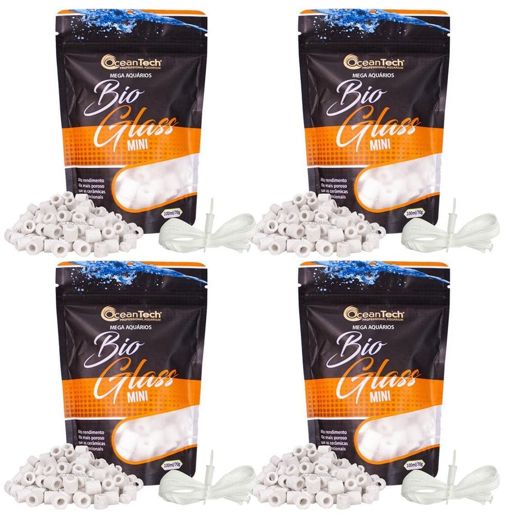 Kit 4 Mídia Biológica Mini Anel Cerâmica Oceantech 100Ml