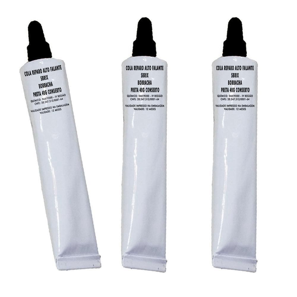 Kit 3 Cola Reparo Alto Falante Sbrix Borracha Preta 40G Con