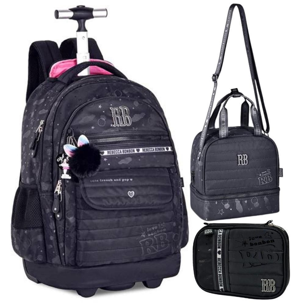 Kit Mochila De Rodinhas Oficial Rebecca Bonbon Rb24586 Preto