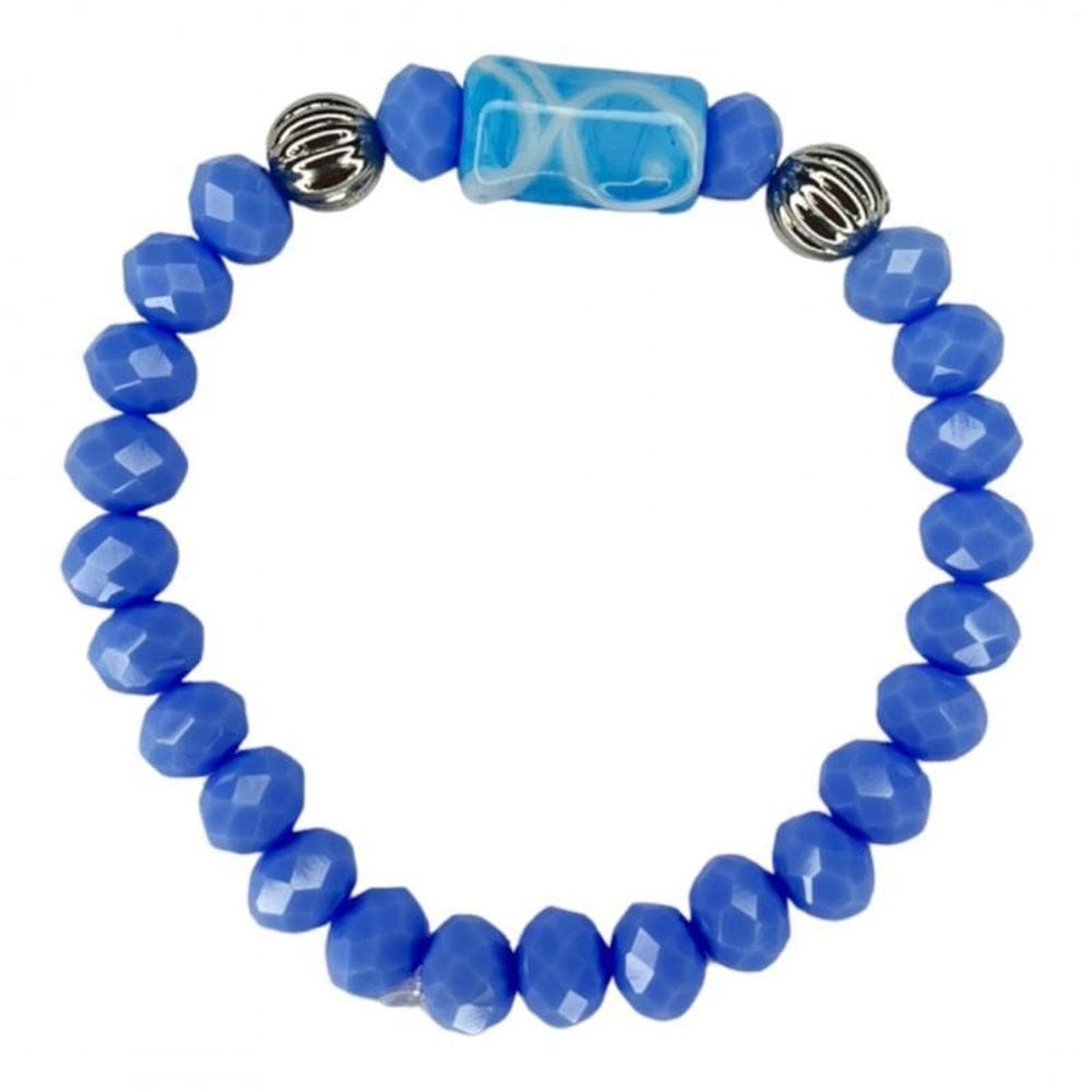 Pulseira Iemanja Firma Peixe Azul Cristal E Silicone
