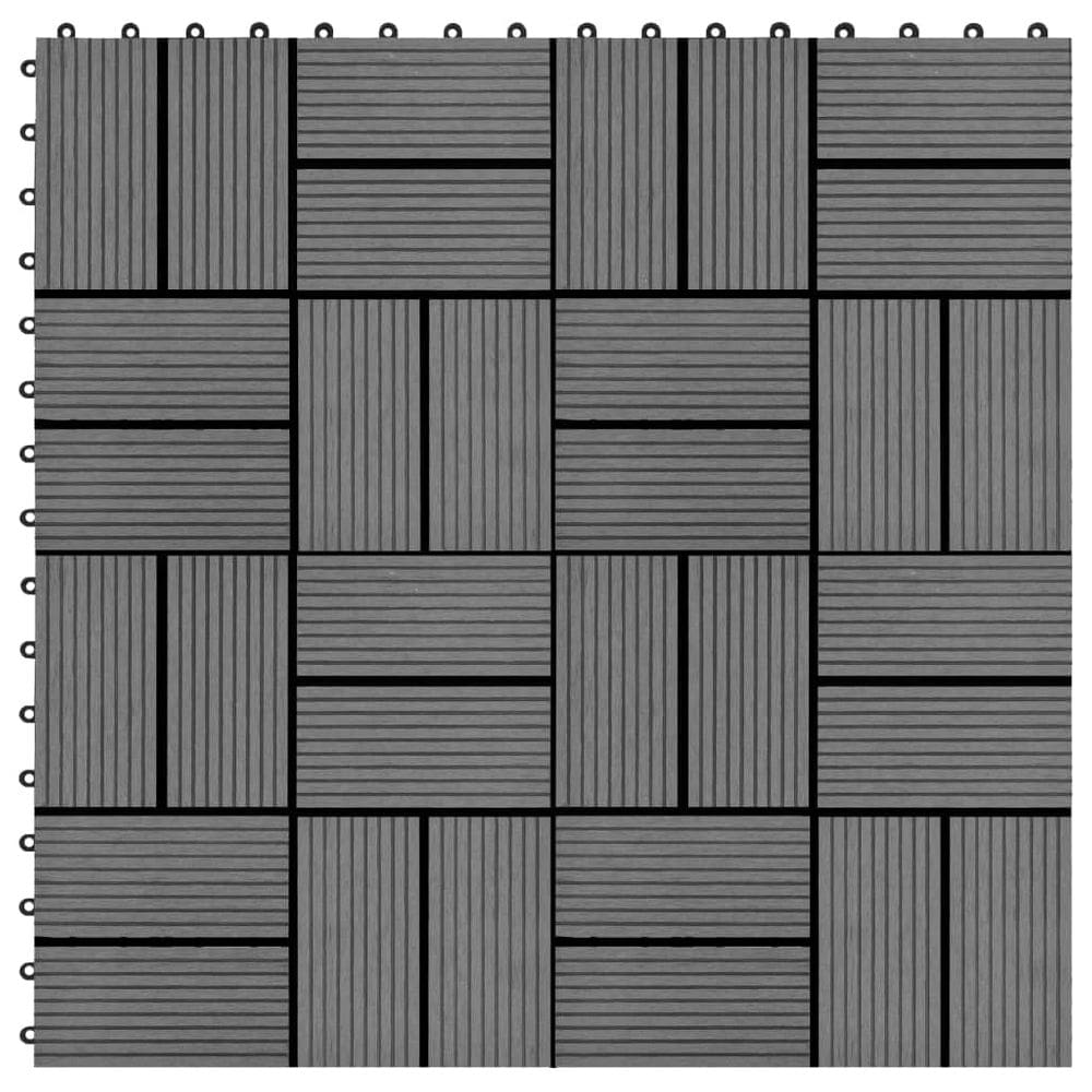 Telhas de deck vidaXL WPC 30x30cm Cinza resistente à água 11 unidades