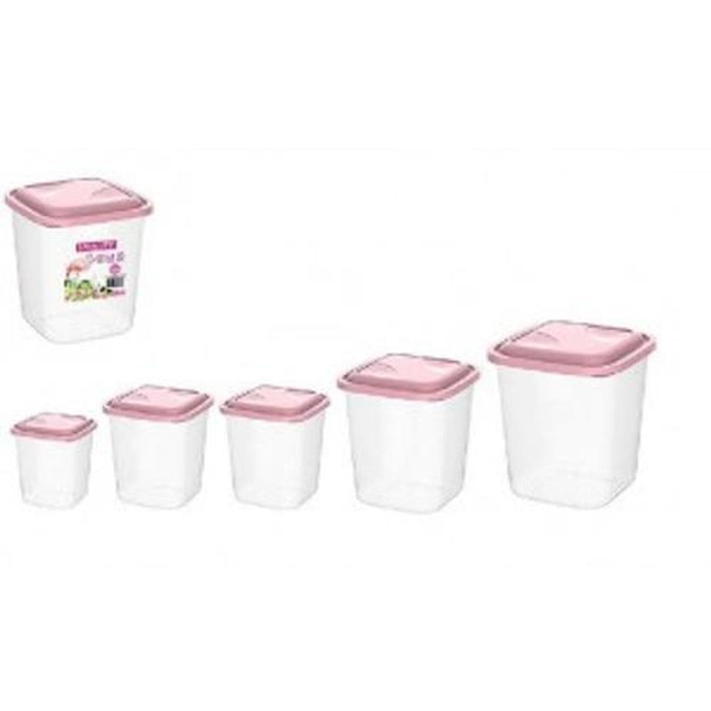 Conjunto Pote Para Mantimento C/5 Peças Vermelho