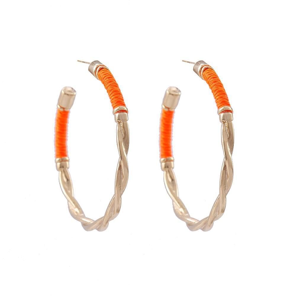 Brinco Armazem Rr Bijoux Argola Com Linha Laranja Dourado