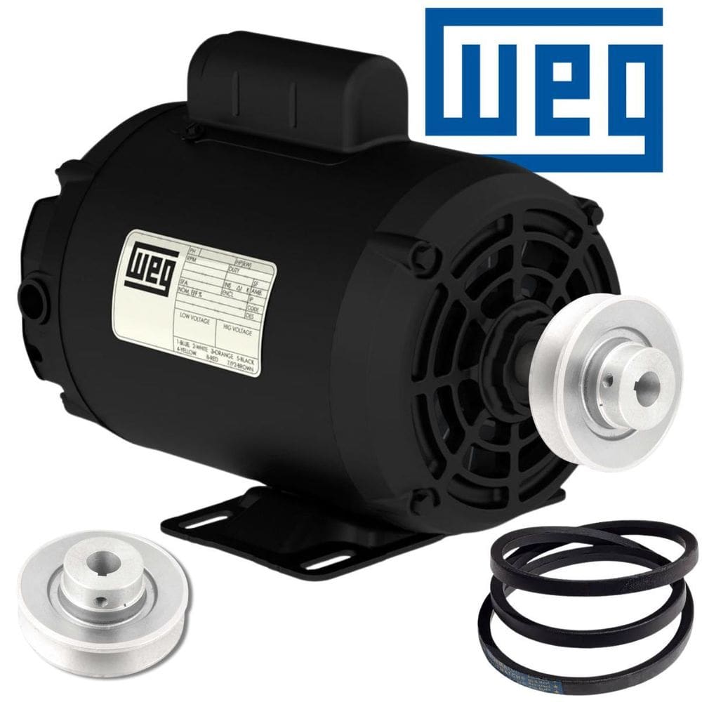 Motor Weg Elétrico 1Cv Monofásico 1Cv Com + Polia E Correia
