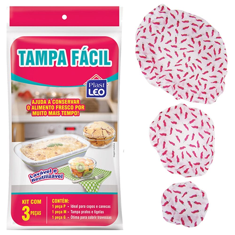 Tampa Para Alimentos Facil Lavavel De Plastico Kit Com 3 Und