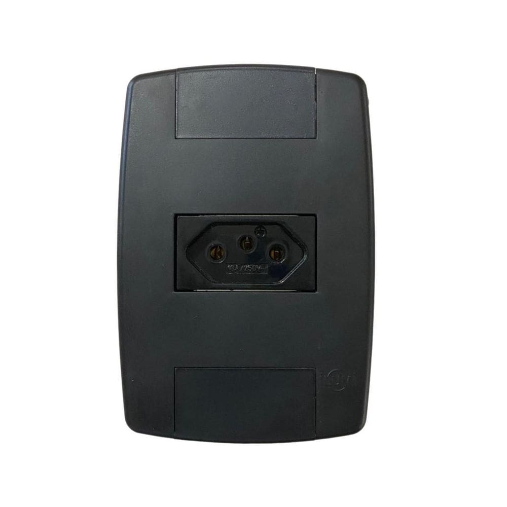Tomada Elétrica Preta 2P+T 10A 250V Placa Espelho 4X2 Ilumi