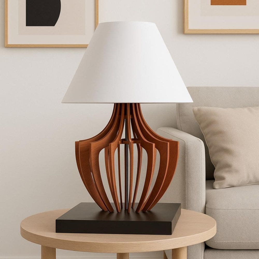 Abajur Aranha Madeira Moderno Casa Sala E Quarto Decoração