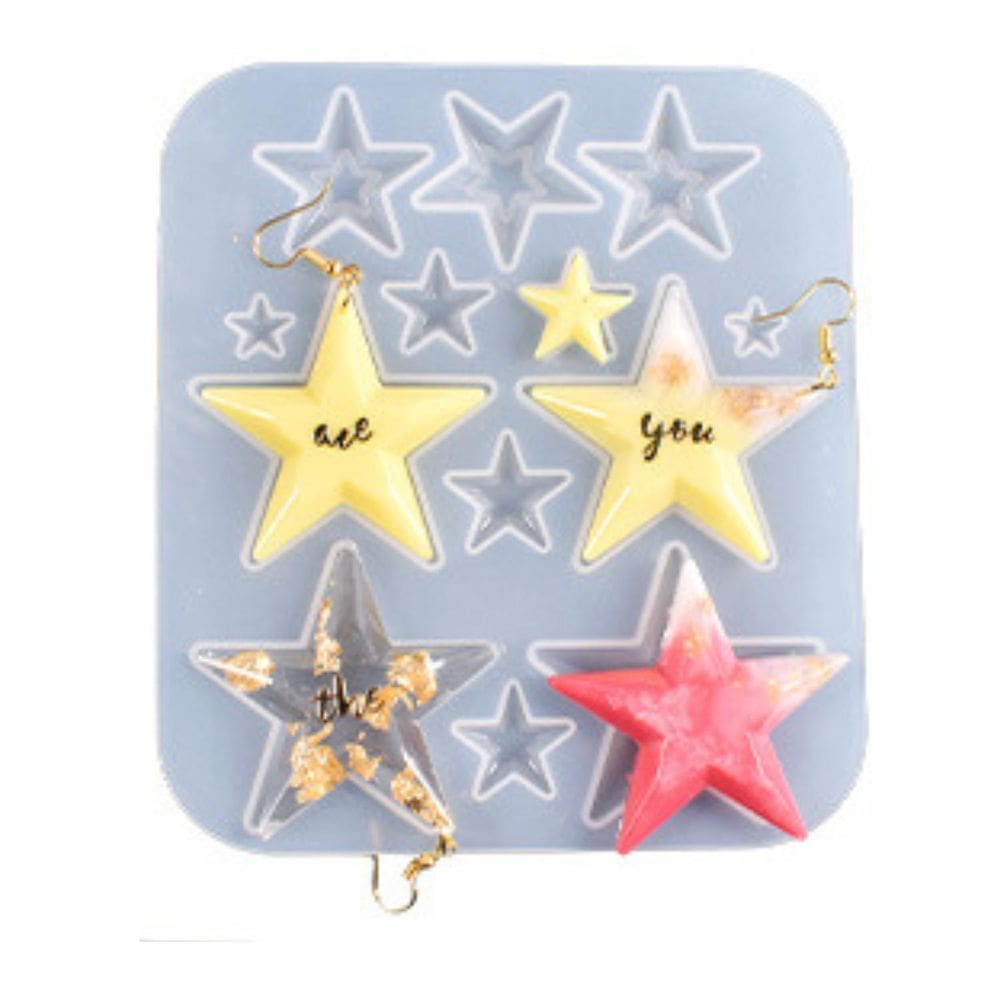 Forma Molde Silicone Brincos Joias Resina Pingente Estrelas