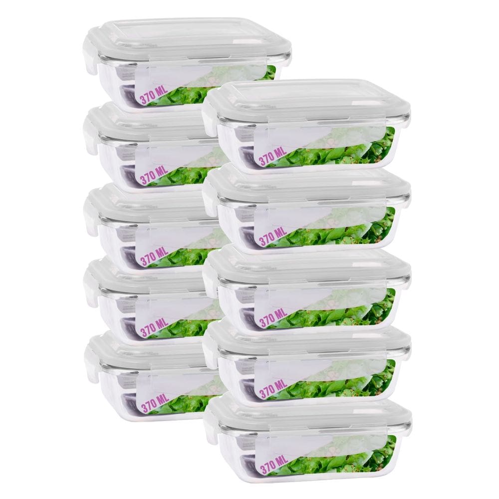 Kit Potes Vidro Transparente 370ml Marmita Fitness Frutas 10 UN