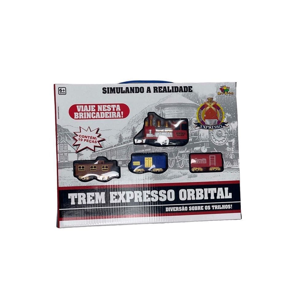 Trem Orbital Expresso Com Vagões E Trilhos