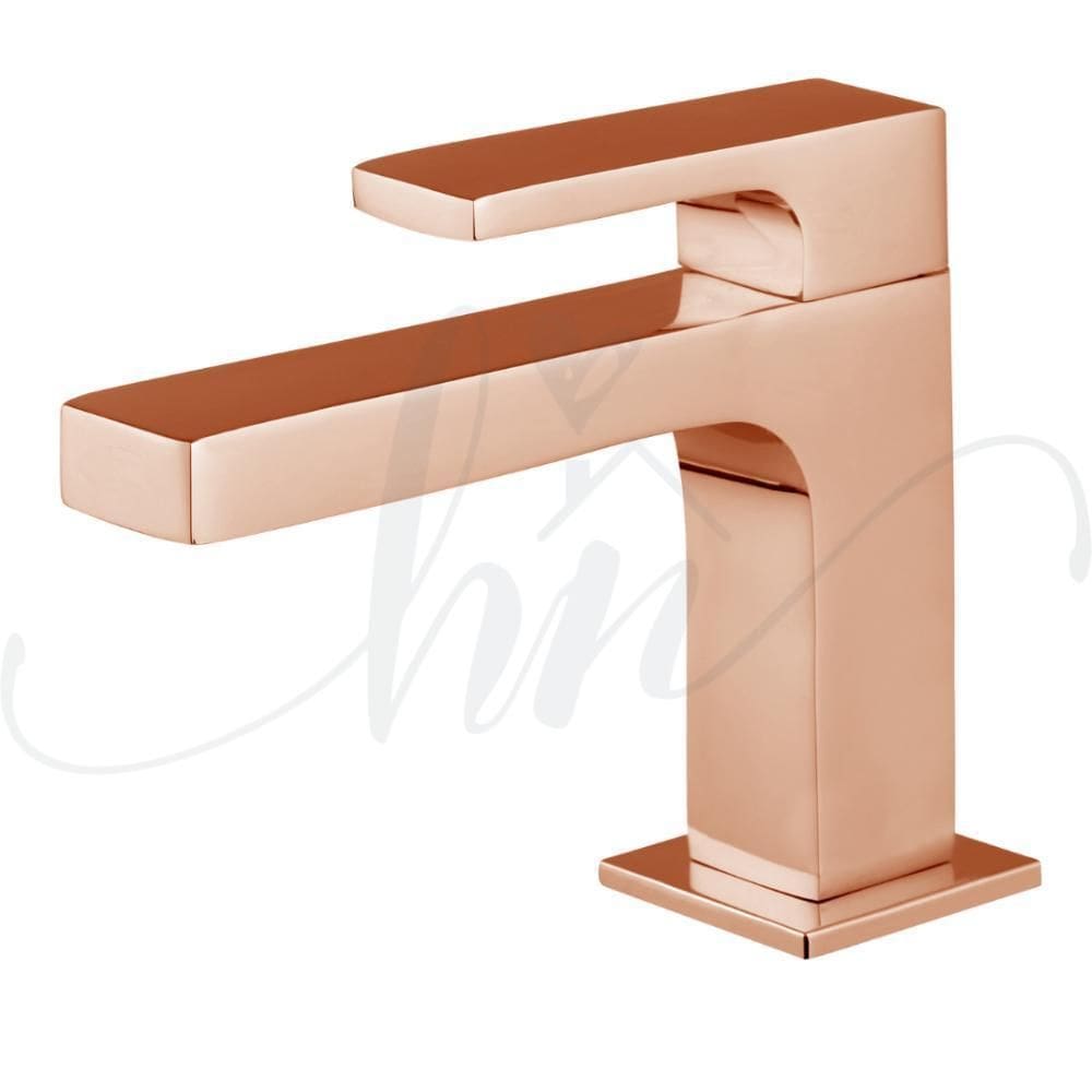 Torneira De Pia Para Banheiro Quadrada Luxo Rose Bica Baixa