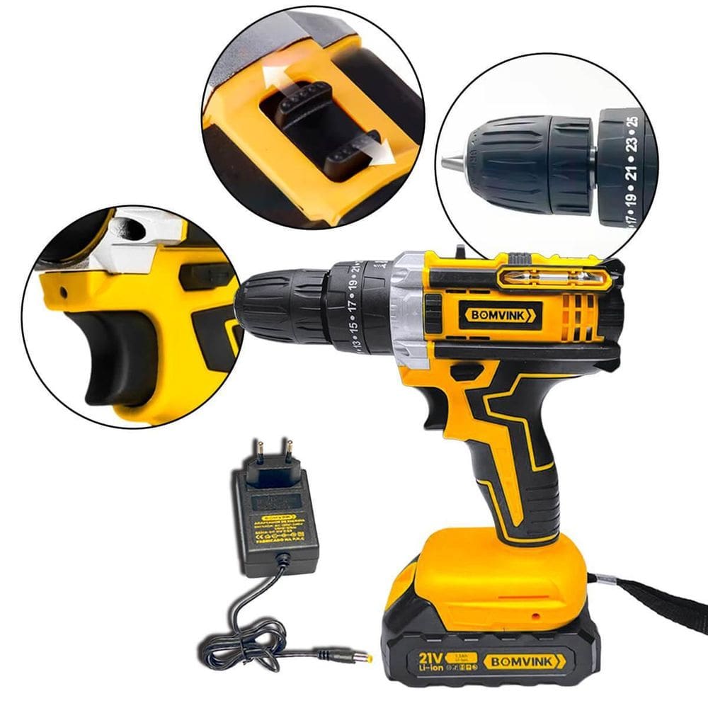 Parafusadeira Furadeira 21V Led Mandril 10Mm