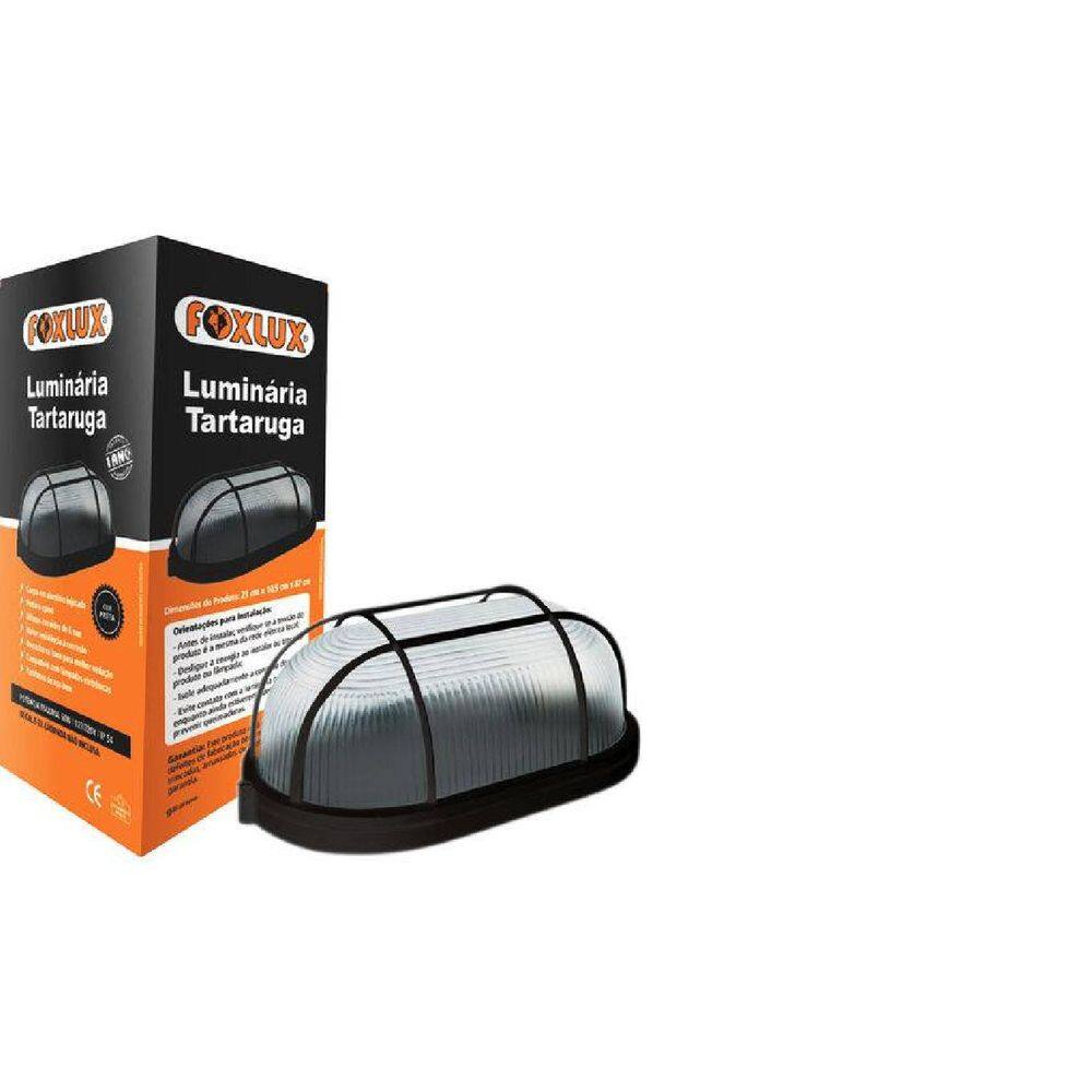 Luminária Tartaruga Preta Alumínio Quadrada Foxlux Bivolt