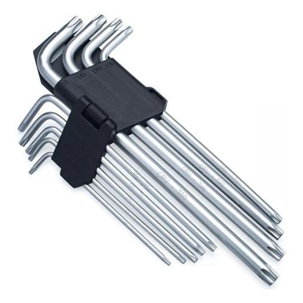 Jogo De Chaves Torx Aço Tipo L Com 9 Peças De Uso Manual
