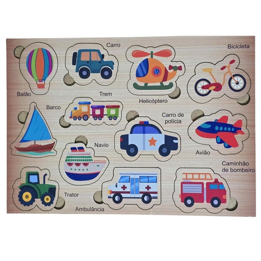 Quebra Cabeça Educativo Meios De Transporte Madeira