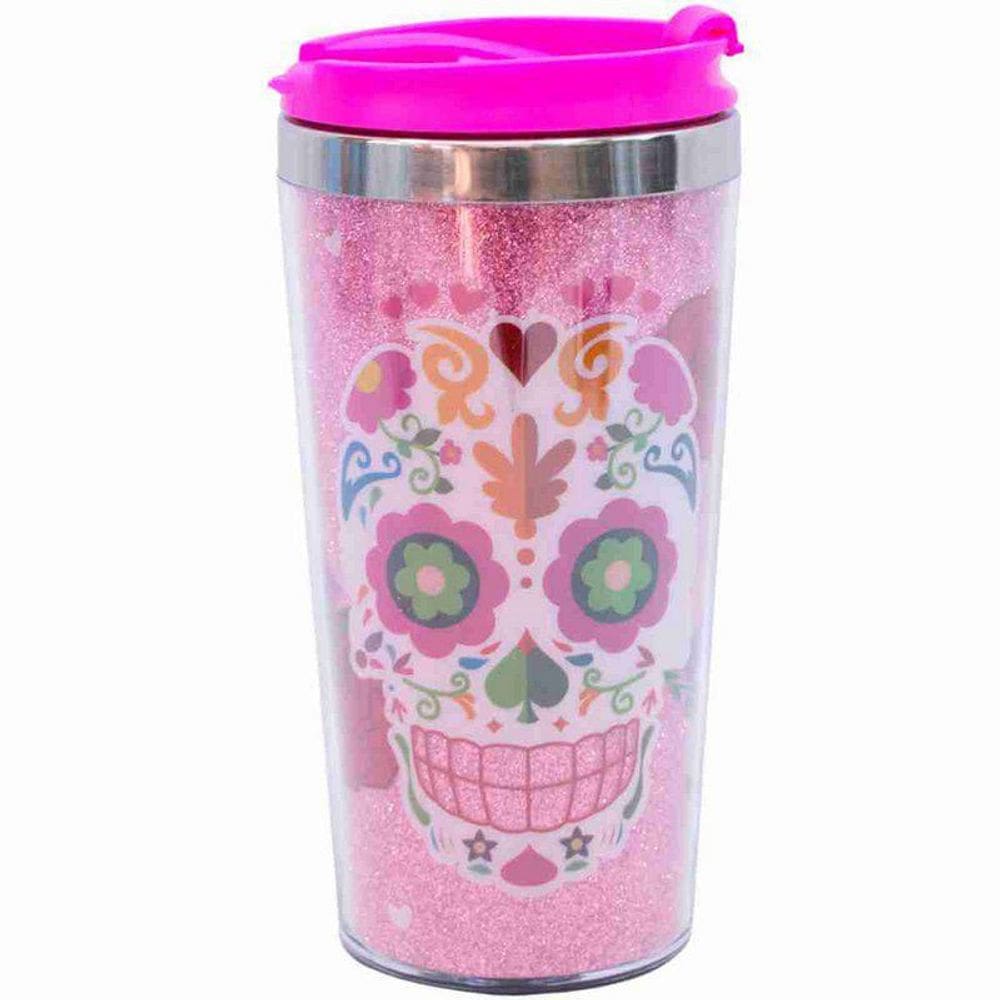 Copo Térmico Rosa Caveira 450Ml - Projeto Kiwi