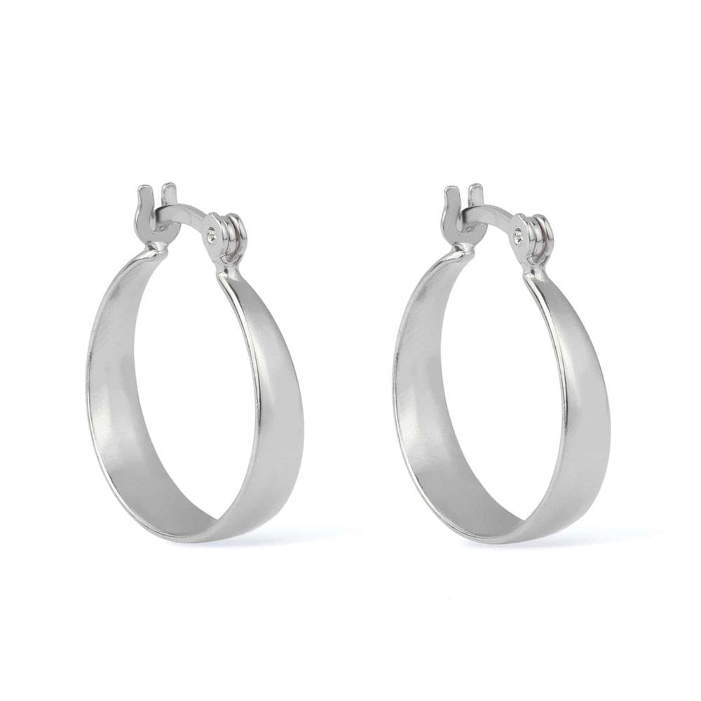 Brinco Prateado De Argola Média Lisa Chapada