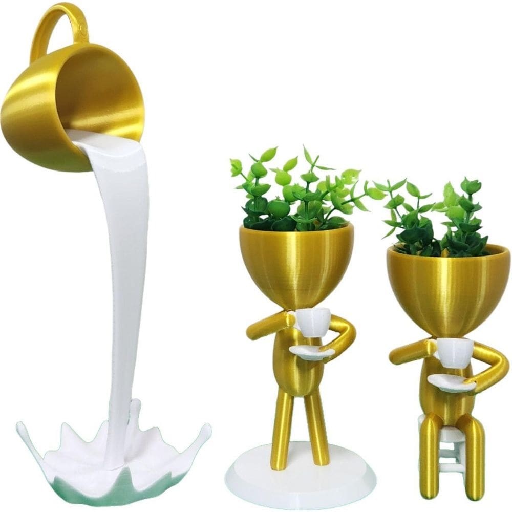 Cantinho Café Xícará Flutuante Vaso Bob Robert Plant Ouro/Br