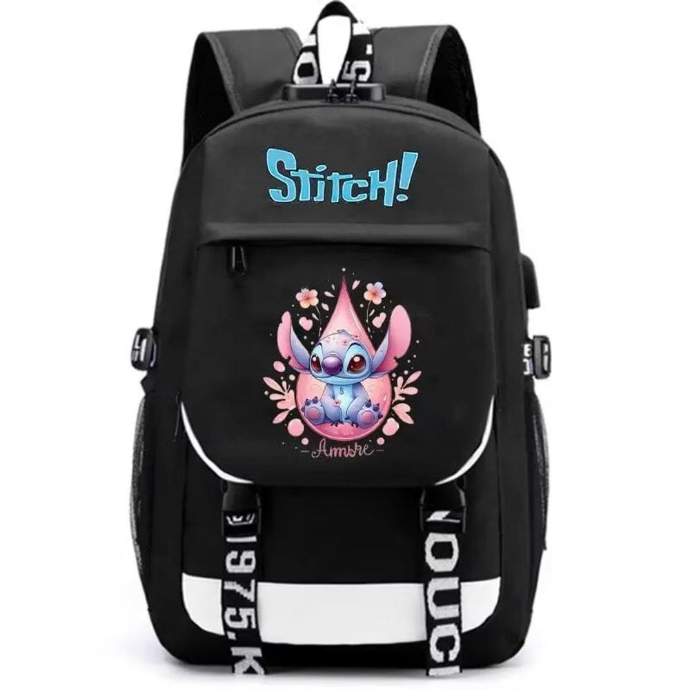 Mochila SANMU Leisure Creative Pattern Anime Stitch Flower