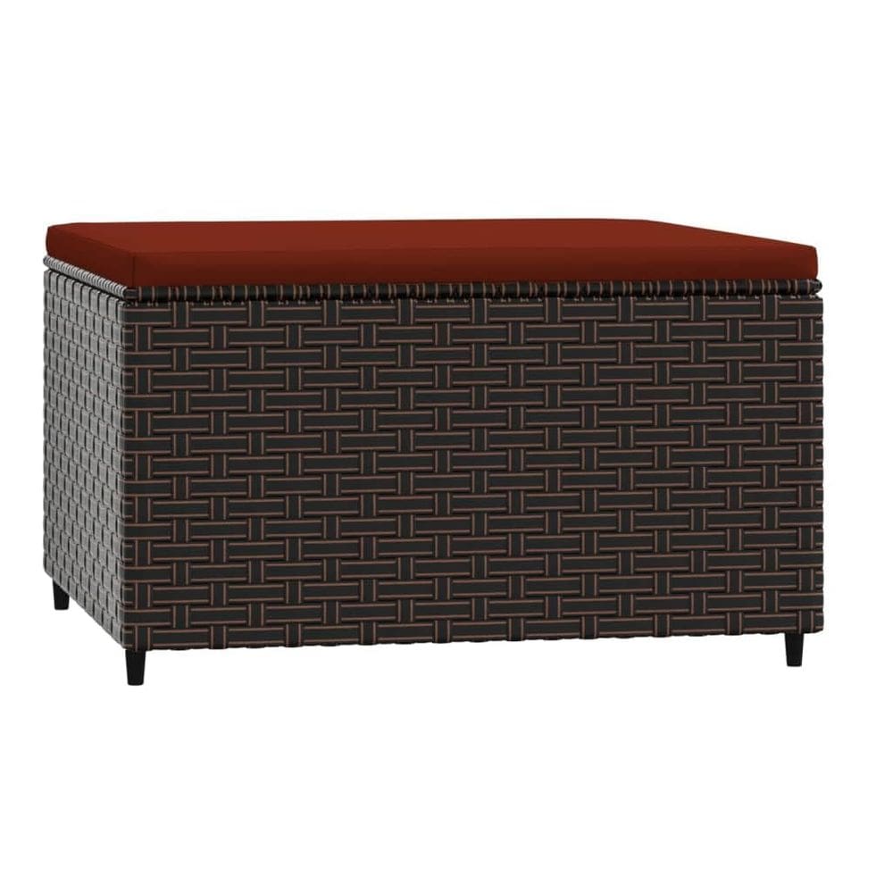 Apoio para pés de pátio vidaXL Brown com almofada de rattan vermelho canela