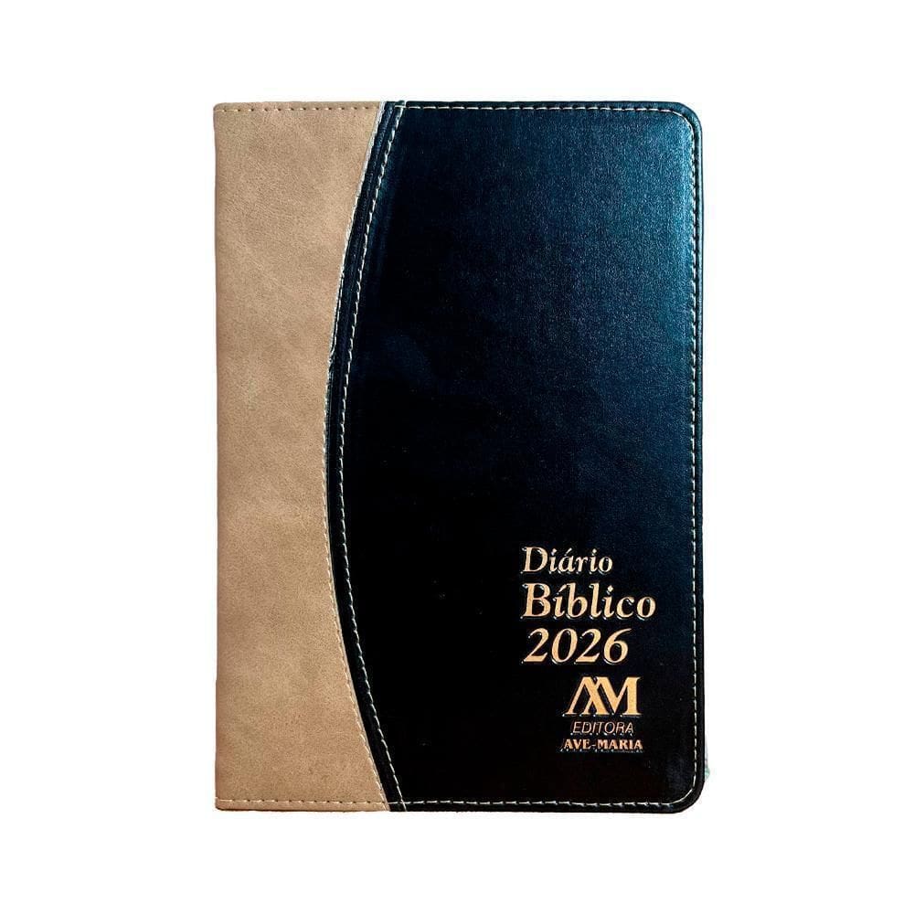 Agenda Luxo Diário Bíblico 2026 Capa Marrom Pano Couro