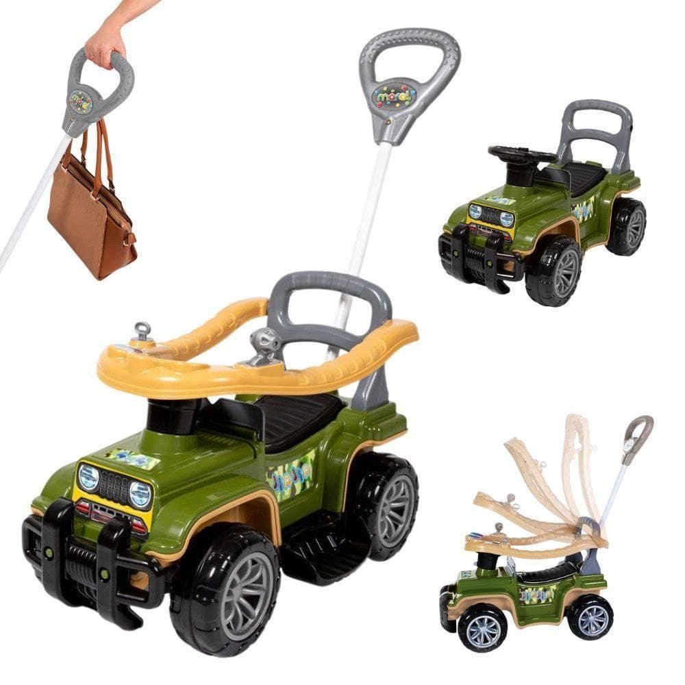 Jipe Carrinho Passeio Quadriciclo Empurrador Verde Militar