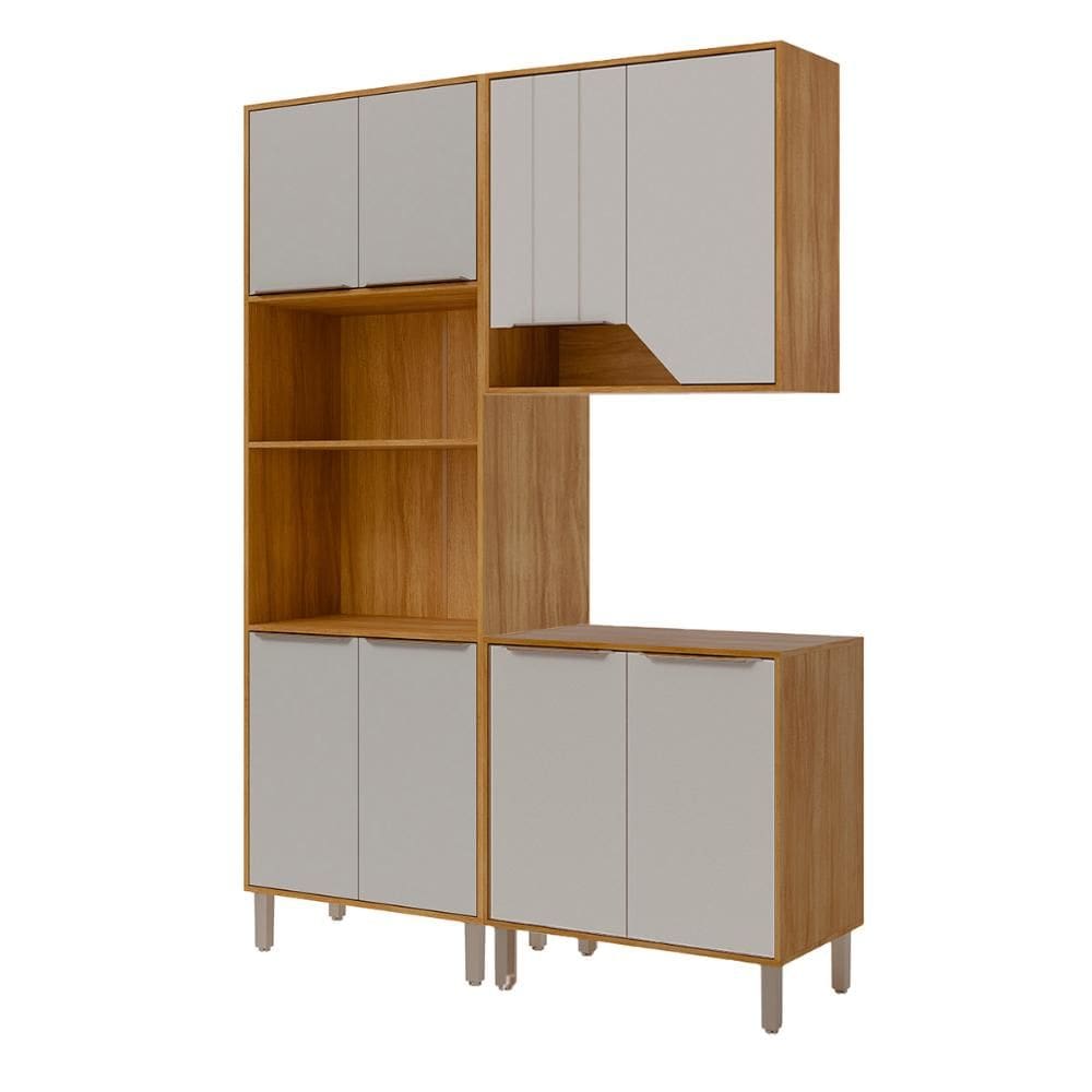 Armário de Cozinha Celeste com Torre Quente 150 cm 8 Portas