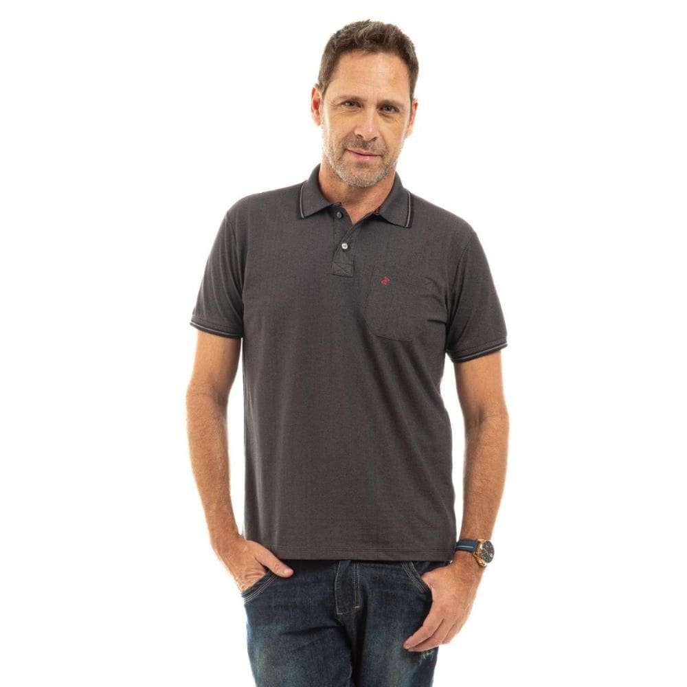Camisa Polo Masculina Pique Algodão com Bolso Casual