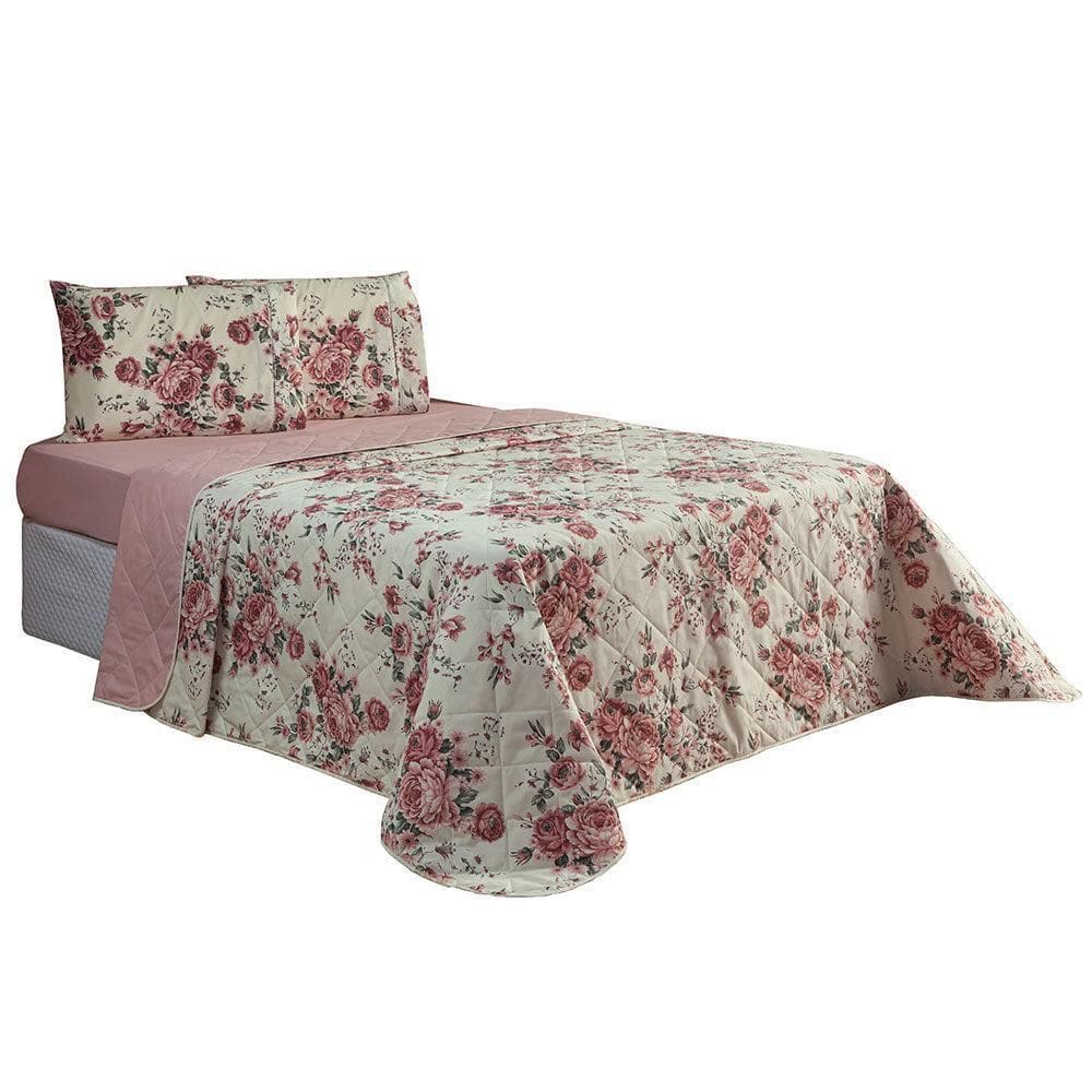 Kit Cobre Leito E Jogo Lençol Casal 4 Peças Esmeralda 100%