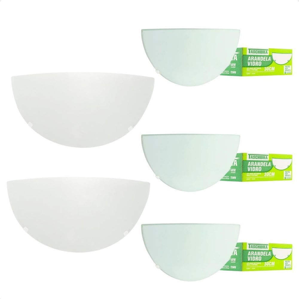 Kit 5 Arandelas Taschibra Jurerê Vidro Meia Lua E27 Bivolt