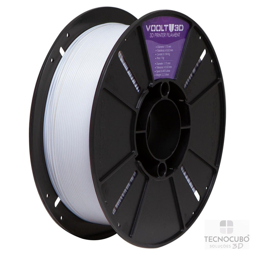 Filamento Impressão 3D Voolt Pla Velvet Branco Fosco 1Kg